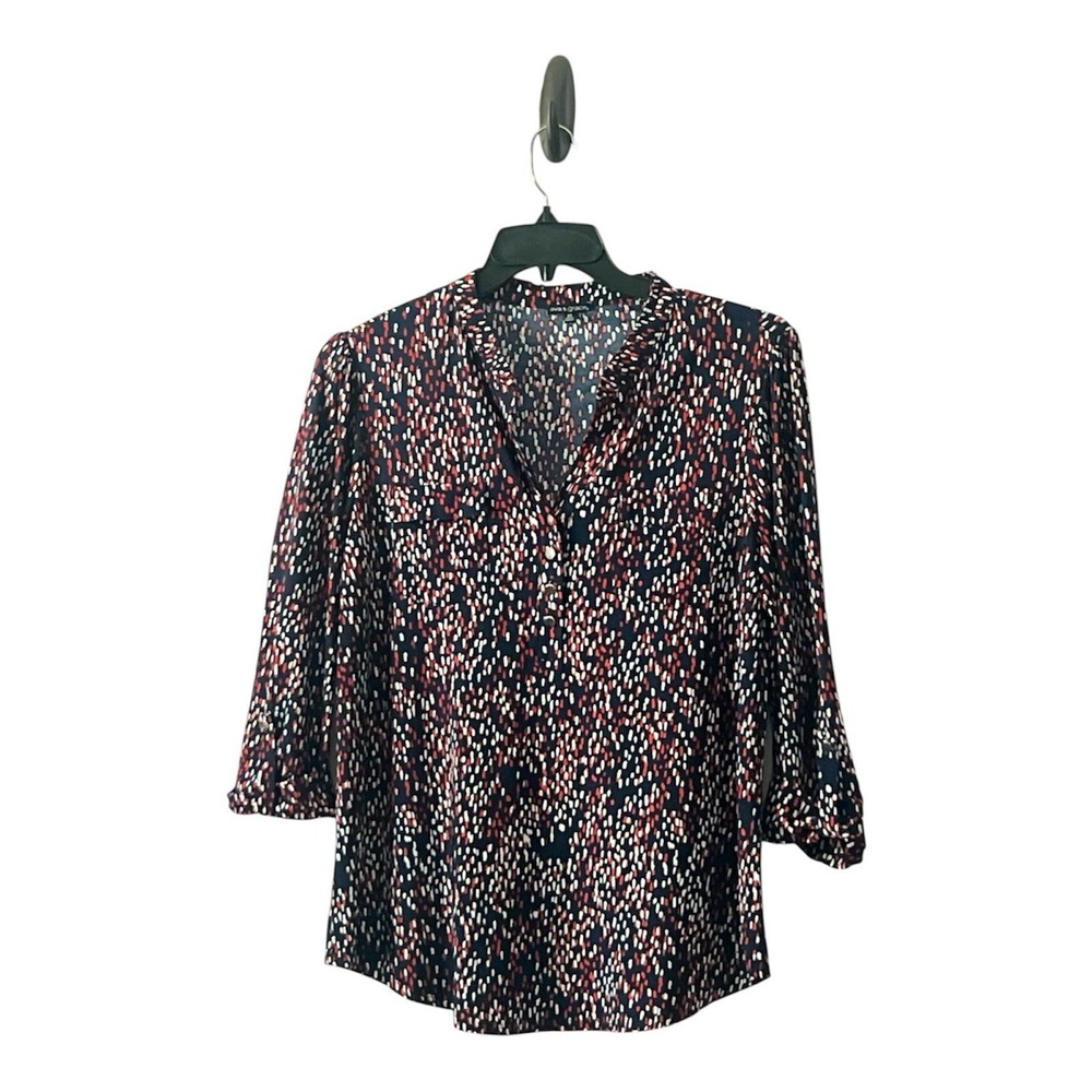 Ava & Grace Women's Pop-Over Split Neck 3/4 Cuffed Sleeve Size M